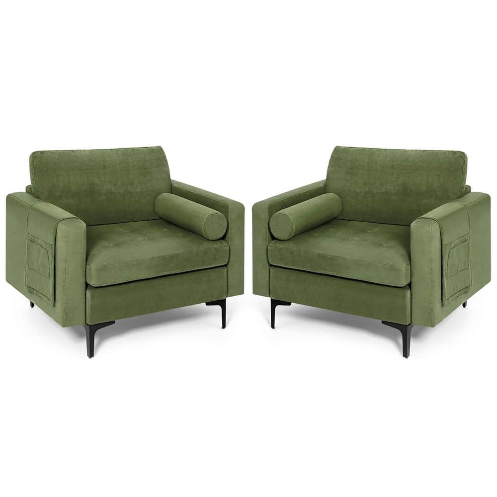 Micro-Suede Laurel Green Dining Chair Pads - Latex Foam Fill