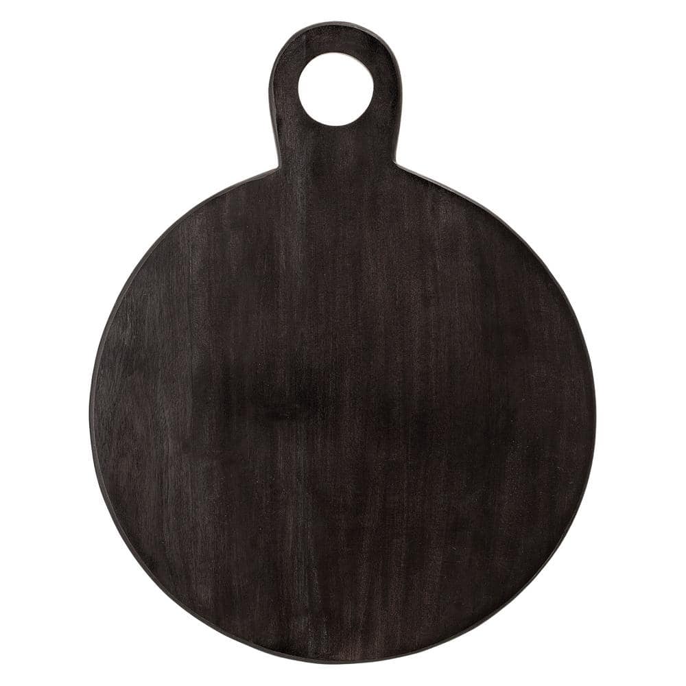 Bloomingville Round Acacia Wood Cheese and Cutting Board with Circle Handle  Black