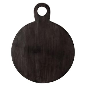 18.75 in. Black Round Acacia Wood Cheese and Cutting Board with Circle Handle