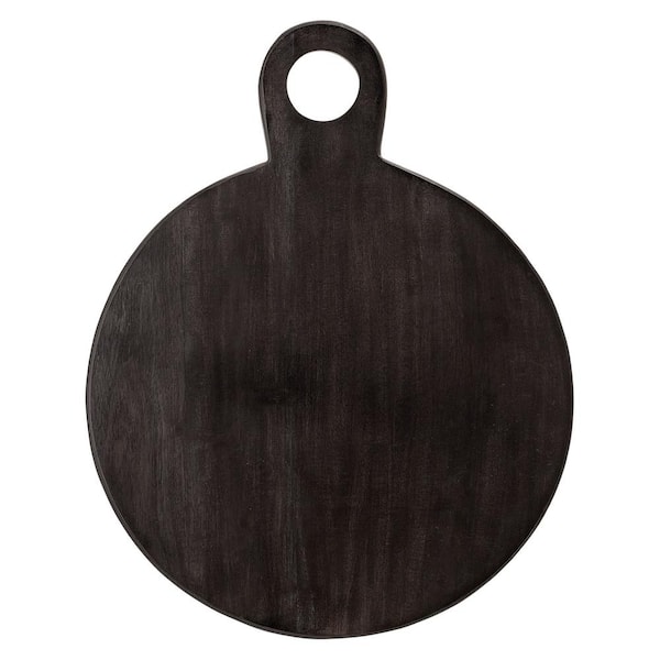 Storied Home 18.75 in. Black Round Acacia Wood Cheese and Cutting Board with Circle Handle