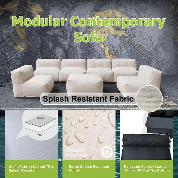 Outdoor Chairs Sectional Conversation Patio Set, Olefin Patio Furniture Sectional Conversation Set (Light Beige)