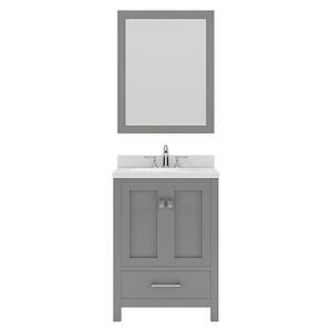 Caroline Avenue 24 in. W x 22 in. D x 35 in. H Single Sink Bath Vanity in Gray with Quartz Top and Mirror