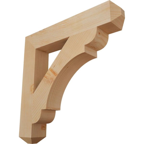 Ekena Millwork 3.5 in. x 24 in. x 24 in. Douglas Fir Olympic Craftsman Smooth Bracket