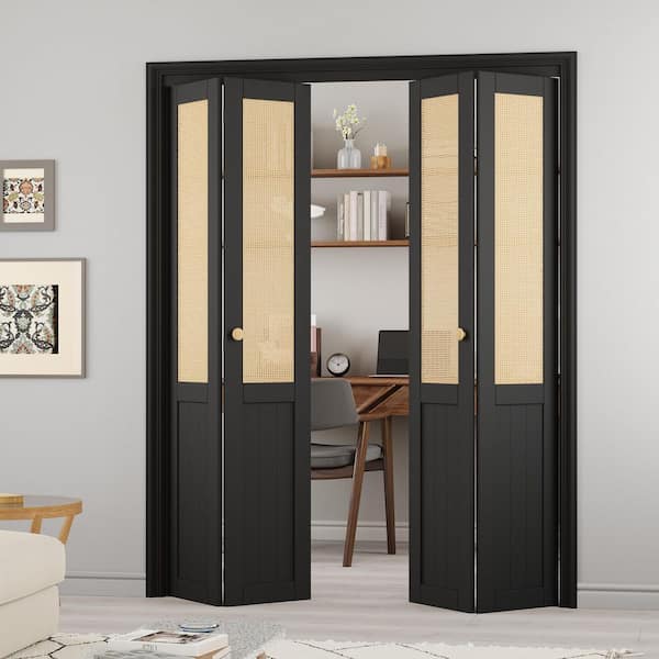 ARK DESIGN 60 in. x 80 in. Half Paneled Solid Core Black Finished