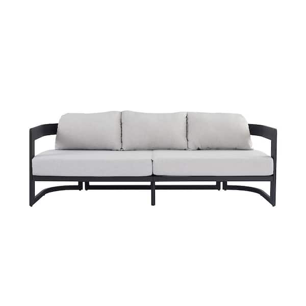 Gray Aluminum All-weather Outdoor Couch, Patio 3-person Sofa