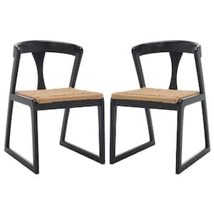 Jamal Black/Natural 18.7 in. Wood Dining Chair Set of 2