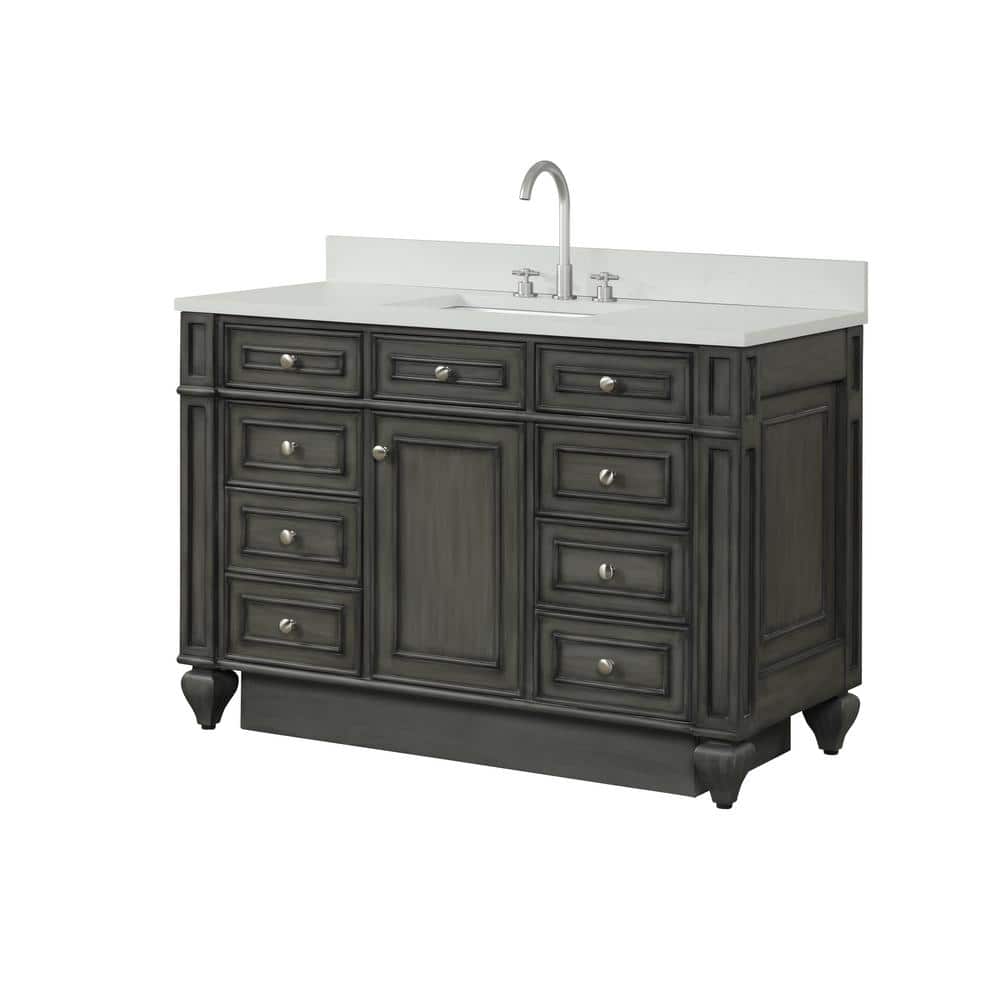 Design Element Winston 48 in. W x 22 in. D Bath Vanity in Antique Gray