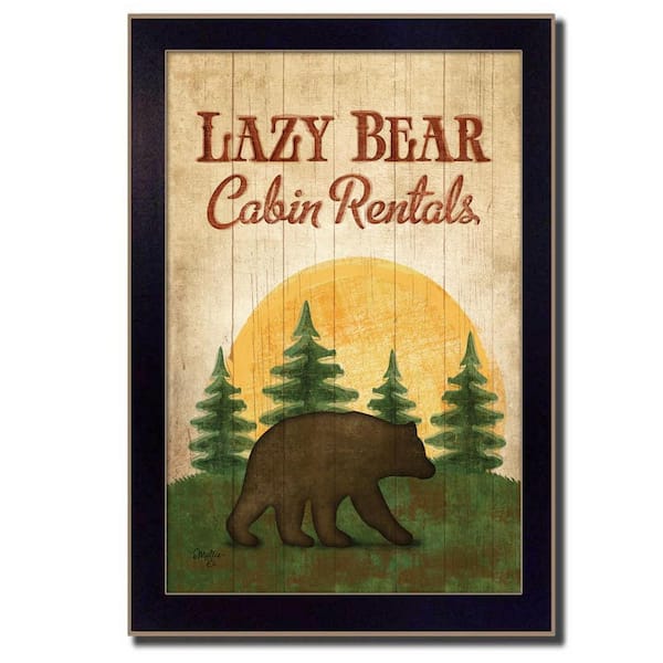 Charlie Lazy Bear 1-Piece Framed Wall Art 14 in. x 10 in.