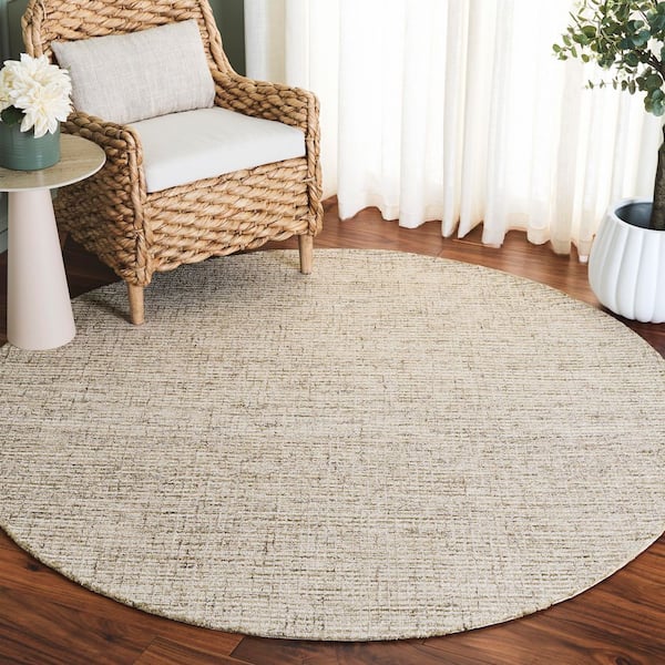 Pine 6 ft. x 6 ft. Round Sage/Ivory Minimalist Heathered Area Rug