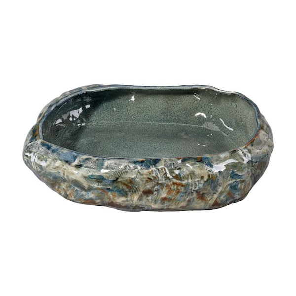 Benjara Erya Gray Abstract Ceramic 16.5 in. Decorative Bowl