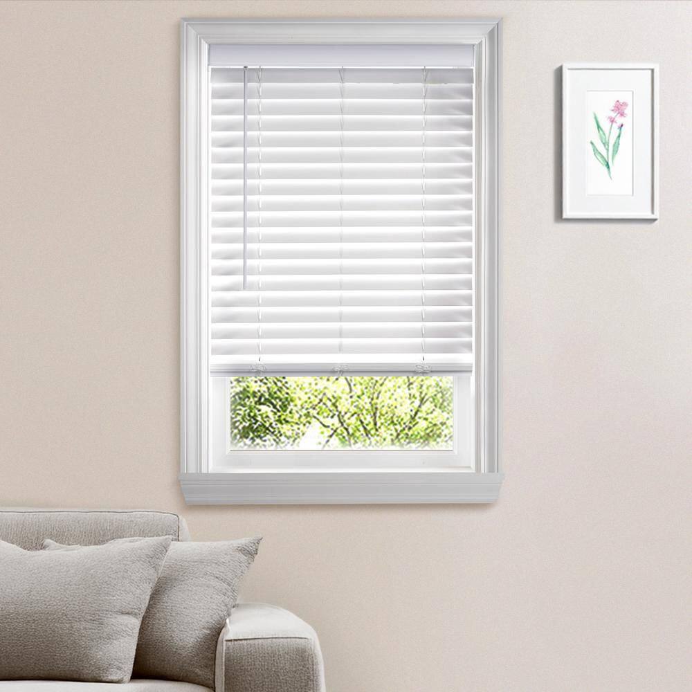 White Cordless Faux Wood Blinds for Windows w/ 2 in. Slats-47.125 in. W x 84 in. L (Actual Size 46.625 in. W x 84 in. L) price history on PriceWatchPro