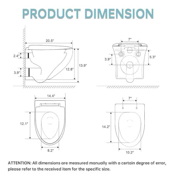 Simple Project One-Piece 0.8/1.6 GPF Dual Flush Round Wall-Mounted Toilet  in Matte Black HD-US-WHT-3-MB - The Home Depot