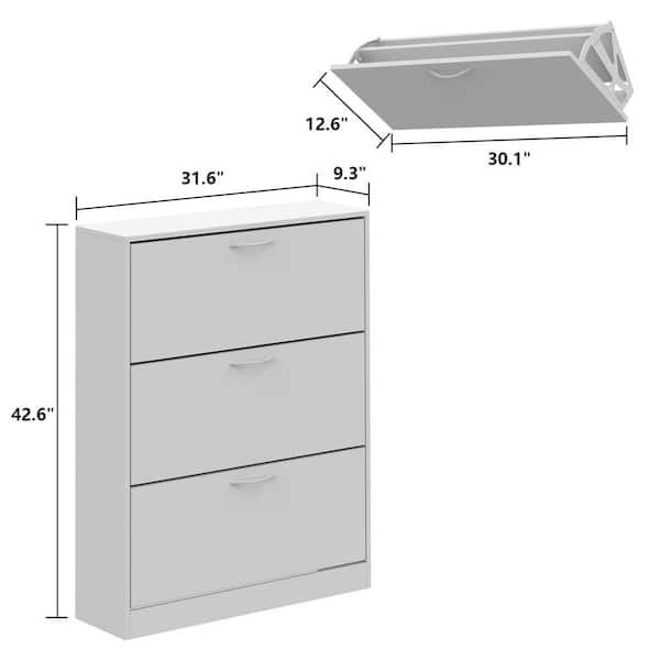 Shoe Cabinet Metal Frame with 3- Drawers — FUFUGAGA 3 Drawers