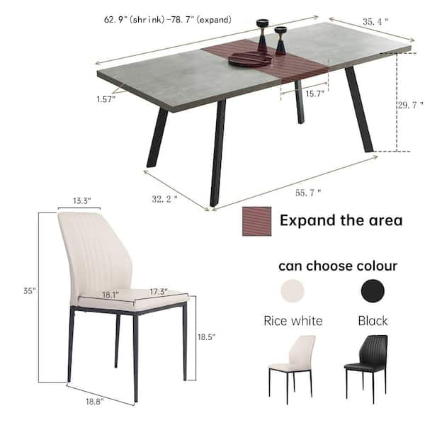 Six chair discount dining table size