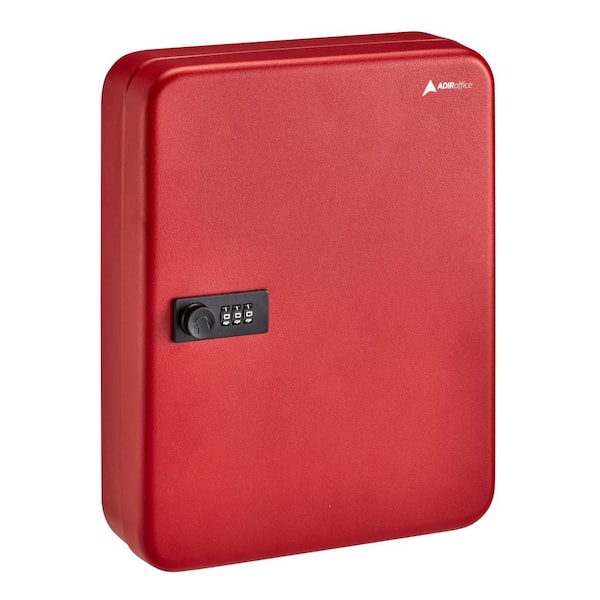 AdirOffice 60-Key Steel Heavy-Duty Cabinet with Combination Lock, Red