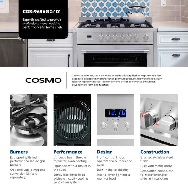 COSMO.DR　IO9000 Cosmo 36-in Ductless 380-CFM Stainless Steel Island Range Hood
