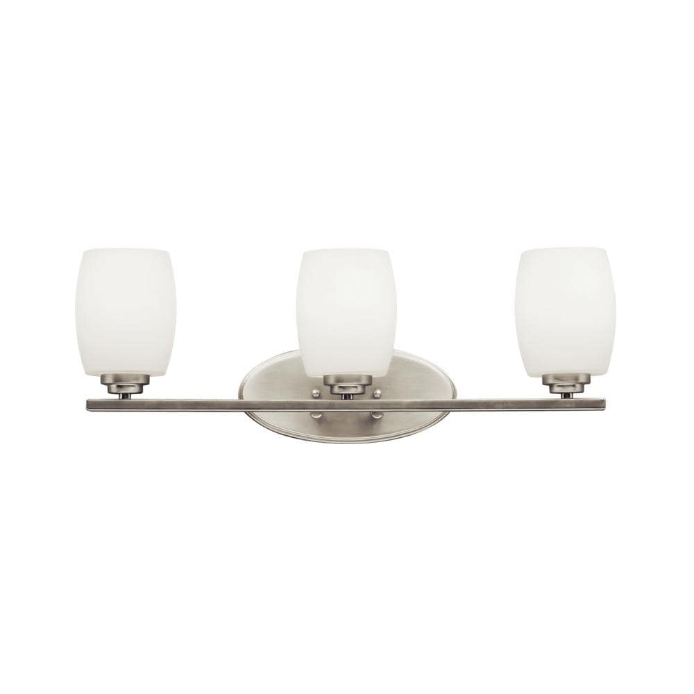 Eileen 24 in. 3-Light Brushed Nickel Contemporary Bathroom Vanity Light with Etched Glass Shade price history on PriceWatchPro