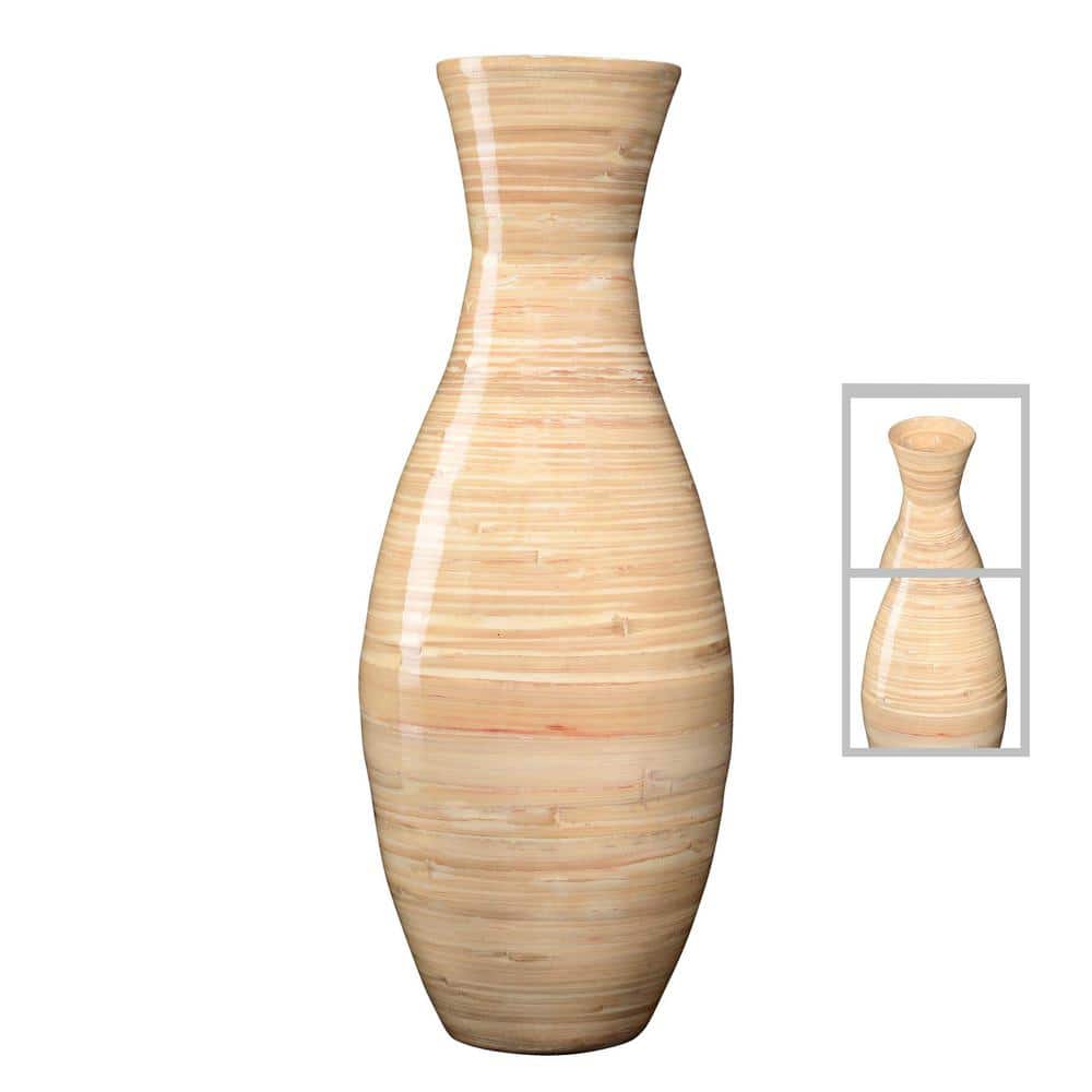 Natural Bamboo Handcrafted 20-Inch Tall Decorative Floor Vase