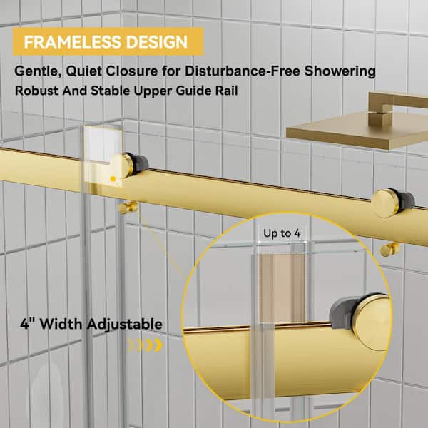 Findepot 60 in. W x 75 in. H Double Sliding Frameless Shower Door