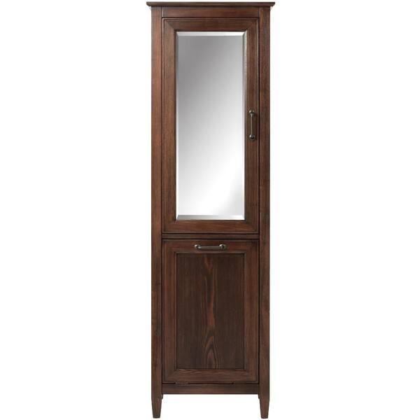 Home Decorators Collection Walden 23 in. W x 67-1/2 in. H x 15 in. D Bathroom Linen and Hamper Storage Cabinet in Mocha