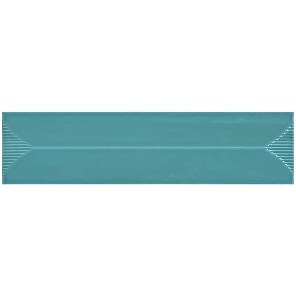 Colorwave Inflex Teal Green 4.43 in. x 0.34 in. Polished Crackled Ceramic Wall Tile Sample price history on PriceWatchPro