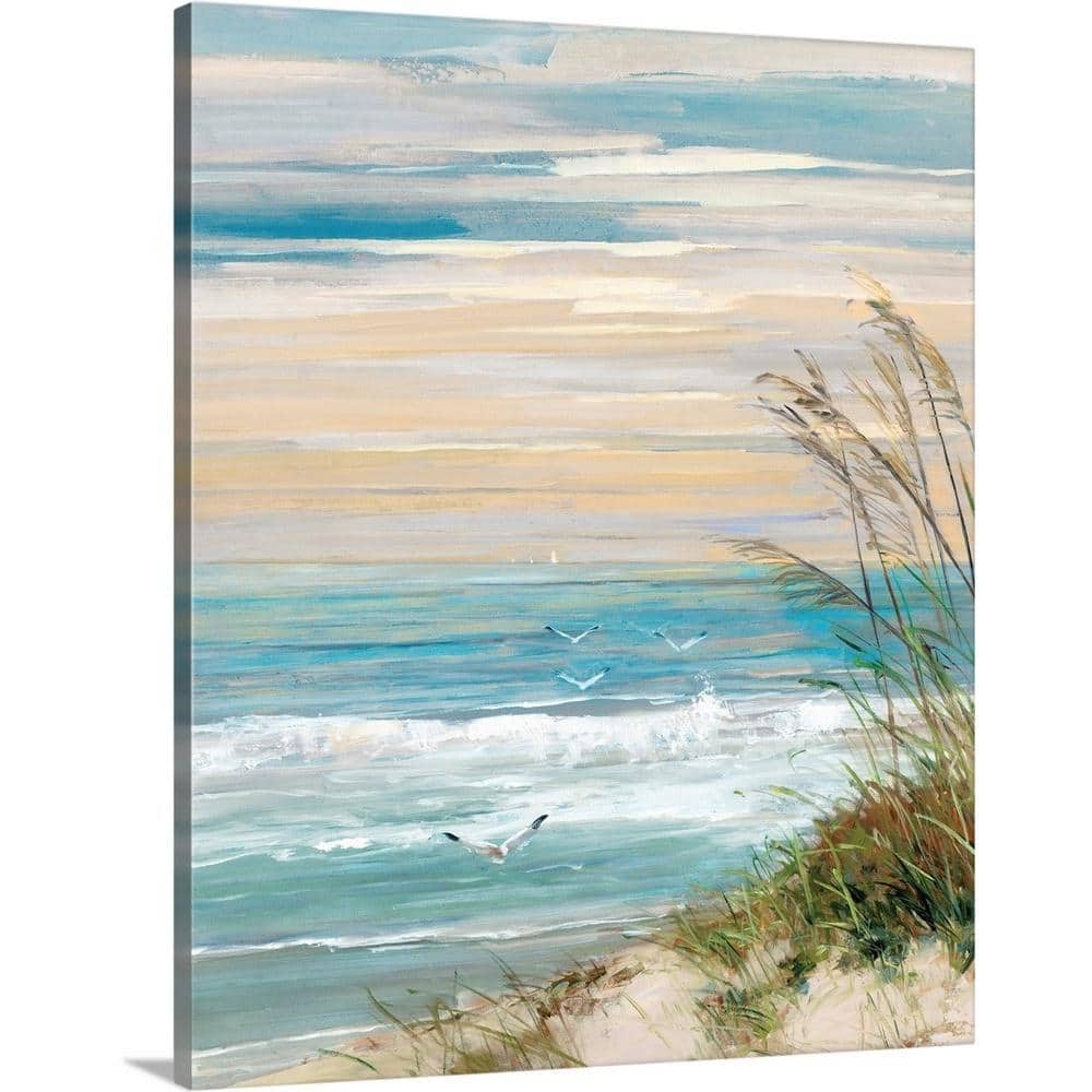 Round Canvas Wall Art Painting Titled: Summer Beach , Sizes Available