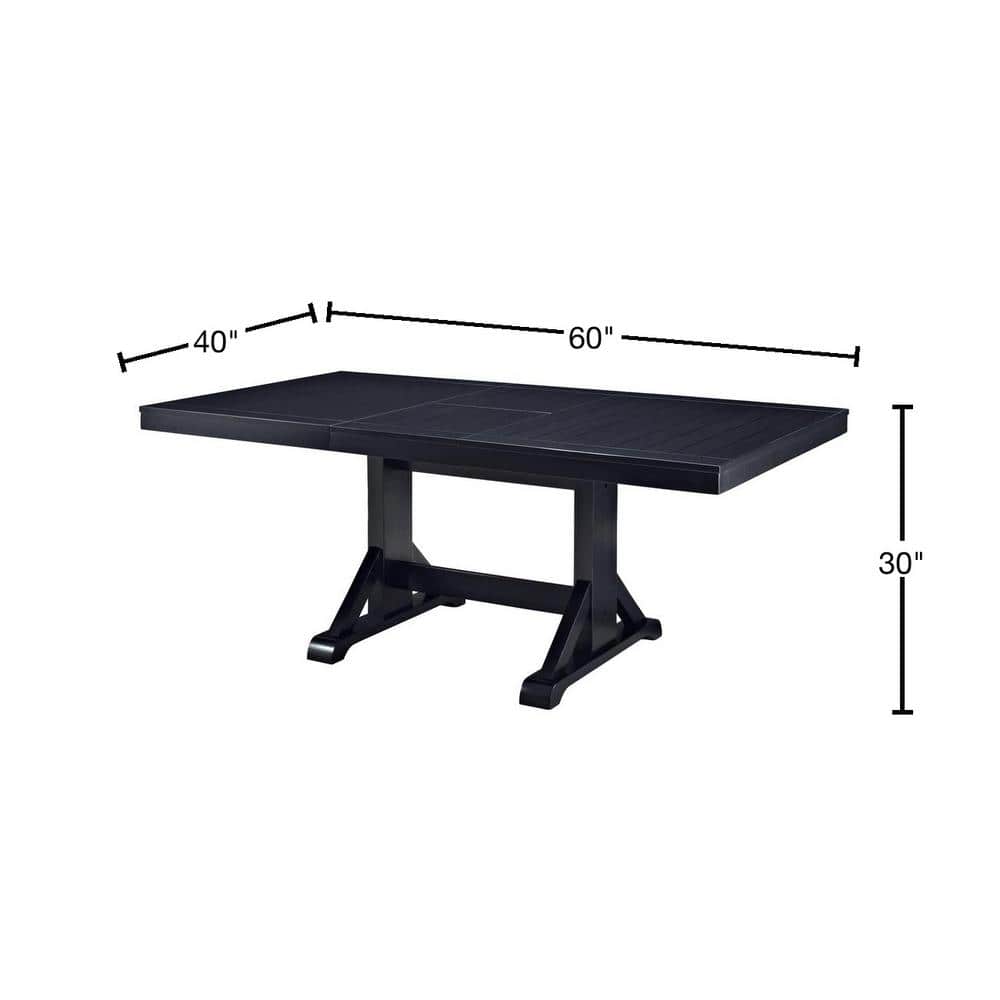 Antique Black Reclaimed Wood Extendable Farmhouse Dining Table