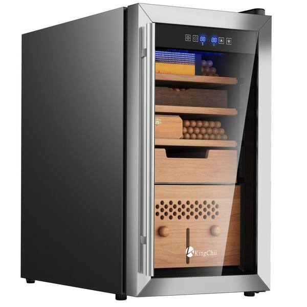 KingChii 13.6 in. W x 27.2 in. H 43L Black Metal Cigar Humidor Temp and