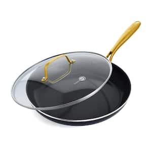 Studio 12 in. Ceramic Nonstick Frypan with Lid in Black