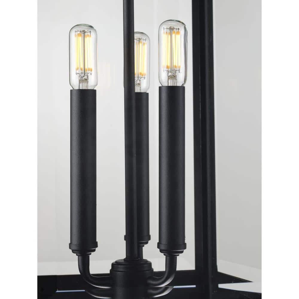 Gibbes Street Black 3-Light Post Lantern with Clear Glass