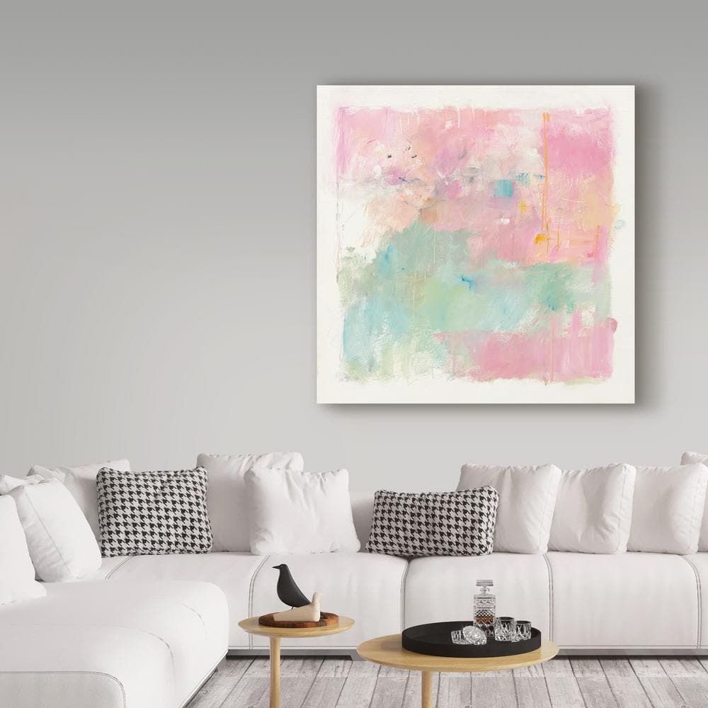 18x18 Pink and Green Abstract Canvas Art