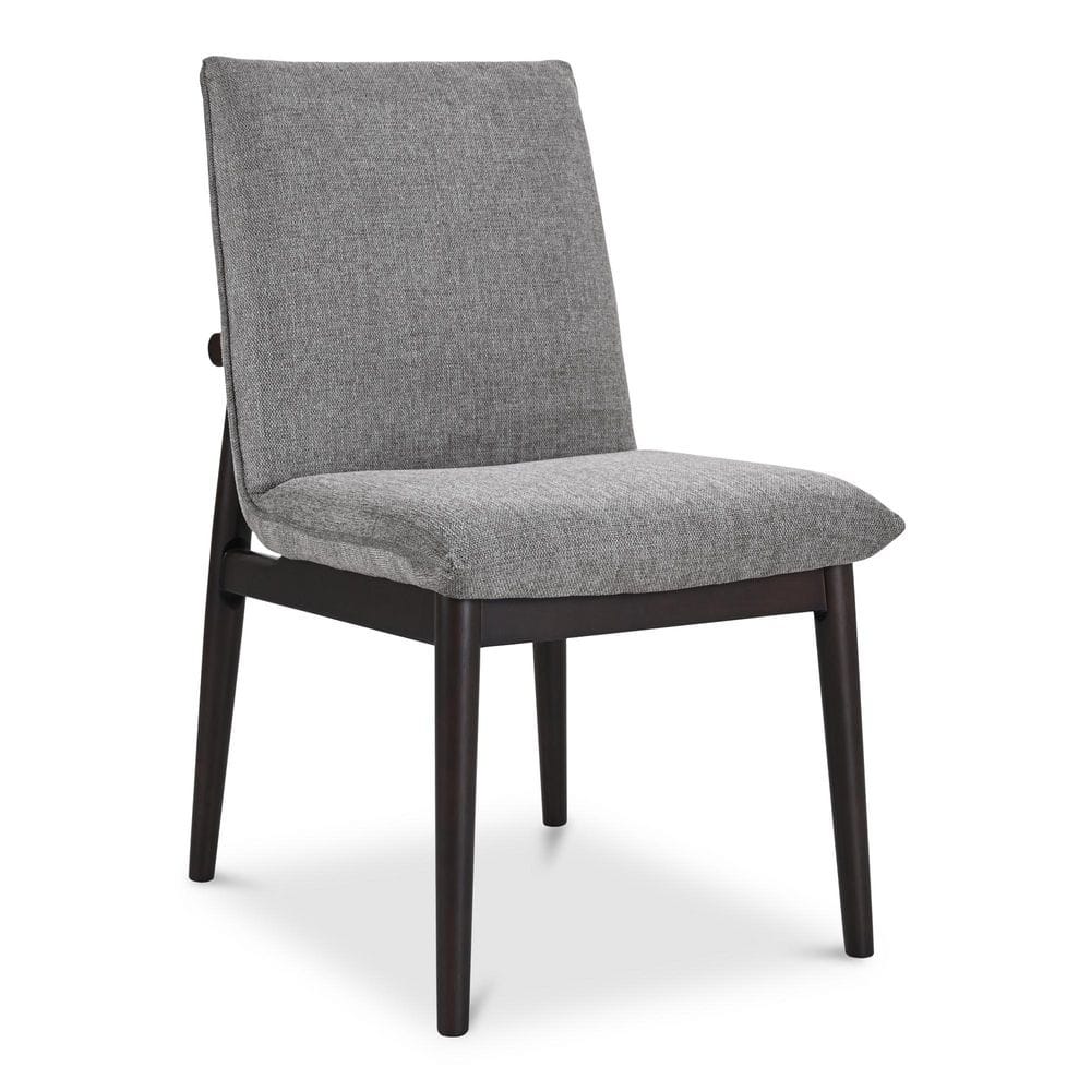 Gray Upholstered Dining Chairs with Dark Brown Wood Legs, Set of 2