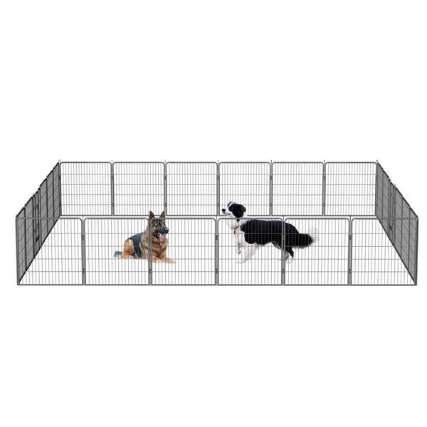 Secure and Stylish: Heavy Duty Dog Whelping Box Fence with Waterproof Pad -  Ideal Indoor Metal Playpen Crate for Dog, Portable Outdoor Exercise Pen  with Door - Perfect for Camping and Yard