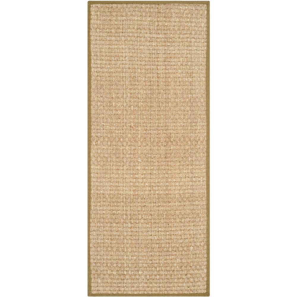 SAFAVIEH Natural Fiber Beige/Olive 3 ft. x 6 ft. Border Runner Rug ...