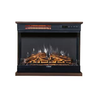 26 in. Portable Electric Fireplace 7 Color Fires with Remote in Walnut Brown