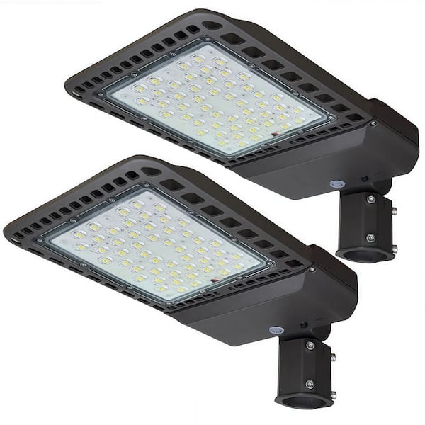 1000-Watt Equivalent 28000 Lumens Bronze 200W-Slip Fitter Integrated LED Street Area Flood Light 5000K Dusk to Dawn 2PCS
