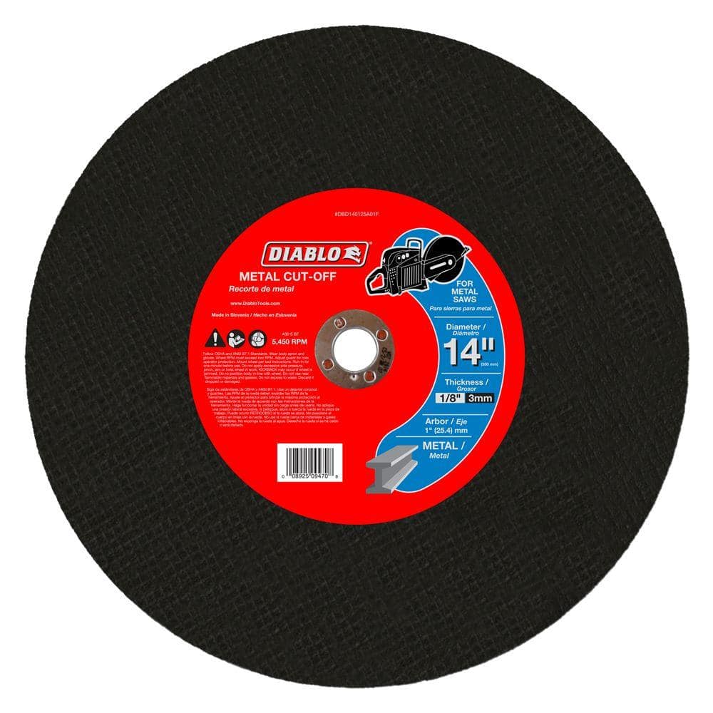 DIABLO 14 in. x 1/8 in. x 1 in. Metal High Speed Cut-Off Disc (5-Pack)  DBD140125A01F005 - The Home Depot