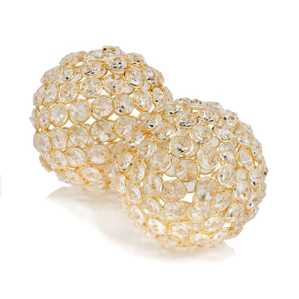 HomeRoots Crystal Polished Spheres Set of 2