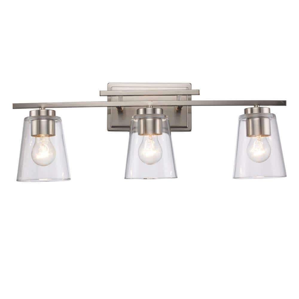 Bel Air Lighting Iris 24.25 in. 3-Light Brushed Nickel Bathroom Vanity ...