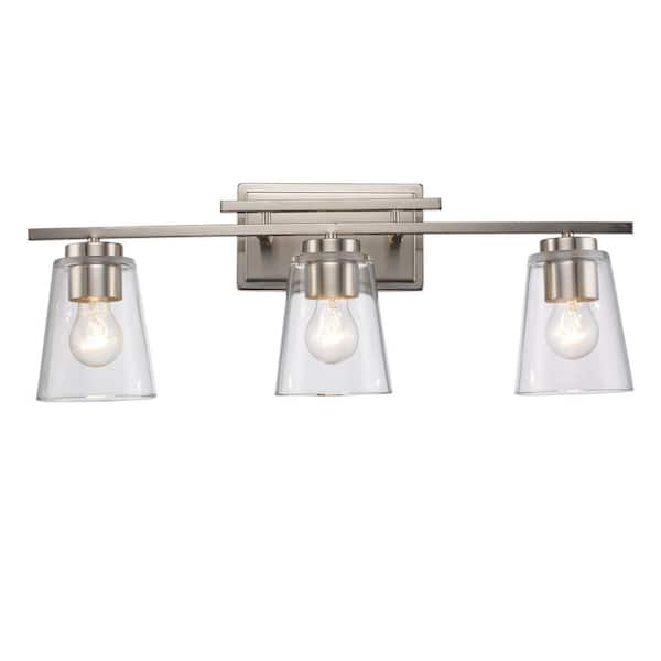 Bel Air Lighting 3-Light Brushed Nickel Bathroom Vanity Light