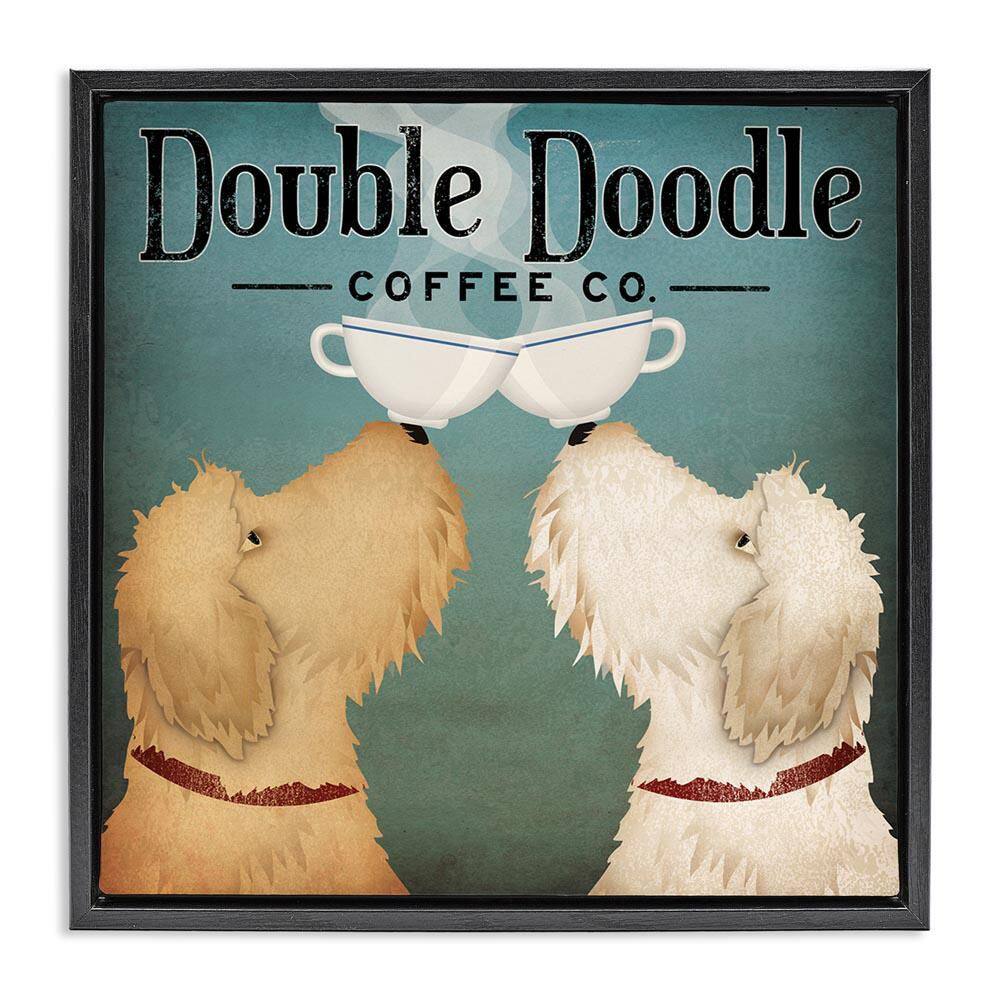 Doodle Dog Vintage Coffee Sign by Ryan Fowler Black Floater Frame Graphic Art Print Typography 25 in. x 25 in. price history on PriceWatchPro