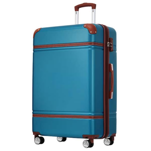 Tatahance 28 in. Blue Vintage Luggage Expandable Lightweight Suitcase with TSA Lock and Spinner Wheels