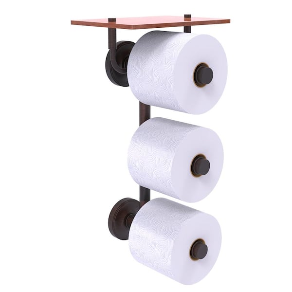 Allied Brass Prestige Regal Collection Wall Mounted Toilet Paper Holder in Venetian Bronze with Wood Shelf