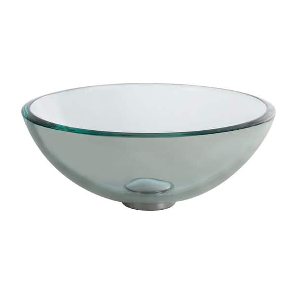 Single-Tone 14 in. Round Vessel Bathroom Sink Clear Glass