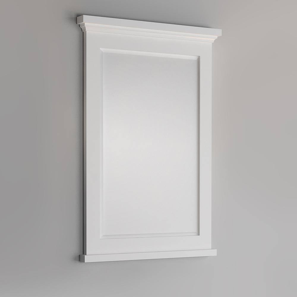 Matte White Rectangular Wood Bathroom Vanity Mirror