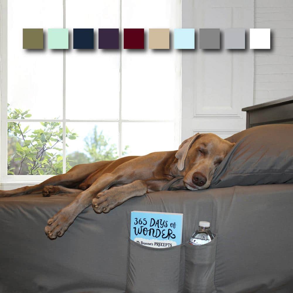 Gray Queen Microfiber Sheet Set with Smart Storage Pockets