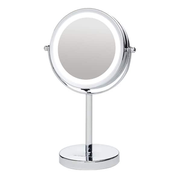 OVENTE 4.7 in. x 11.8 in. Lighted Magnifying Tabletop Makeup Mirror in  Polished Chrome MLT60CH1x7x - The Home Depot