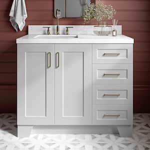 Taylor 42 in. Single Sink Freestanding Bathroom Vanity in Gray with Carrara White Quartz Top