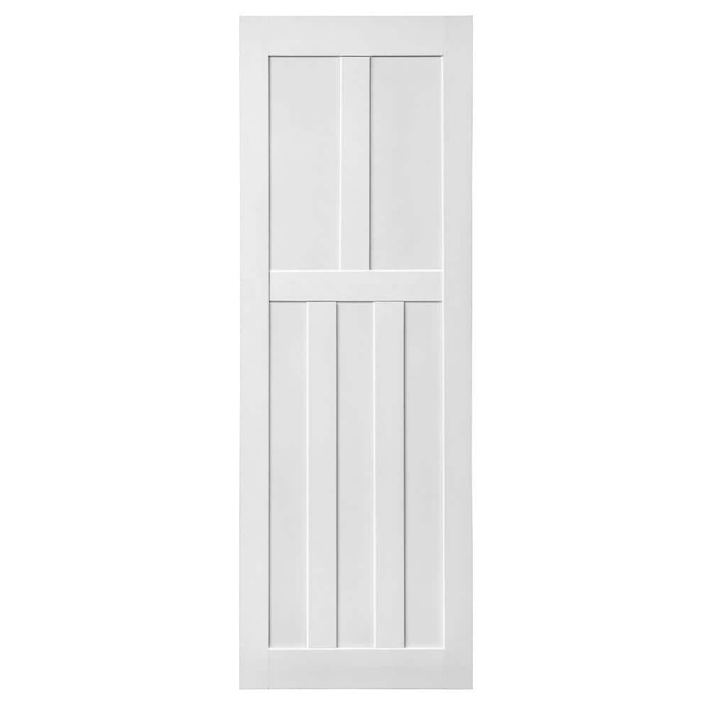 32 in. x 80 in. Solid Core White Primed MDF Barn Door Slab, DIY Assemble, H
