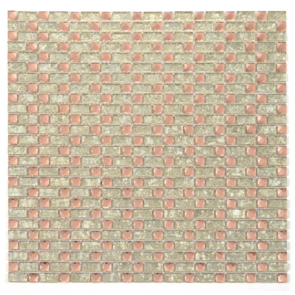 Artistic Jewels Rose and Yellow Gold 12 in. x 12 in. Square Diamond Glass Mosaic Wall Tile (11 sq. ft./Case) price history on PriceWatchPro